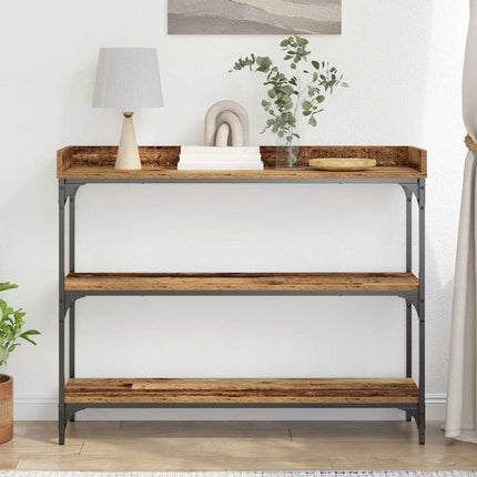 Konsolbord med hylla med lagring Gammalt trä 100 x 30 x 80 cm