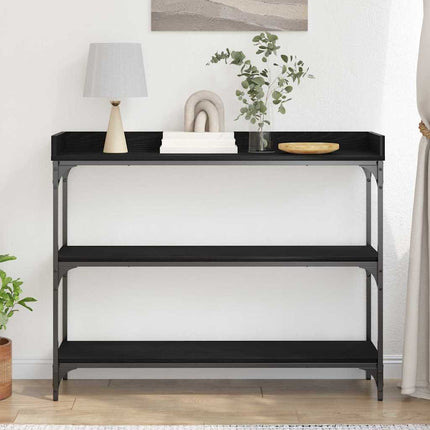 Konsolbord med hylla med lagring Svart ek 100 x 30 x 80 cm