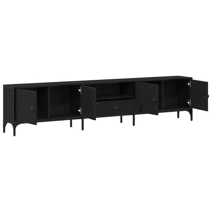 TV-skåp med låda Svart ek 200 x 25 x 44 cm Konstruerat trä