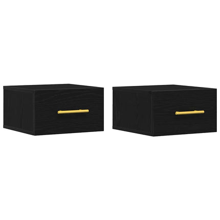 Nattduksbord 2 pcs Svart Ek 35 x 35 x 20 cm Konstruerat trä