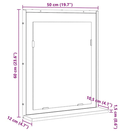 Badrumsspegel Svart 50 x 12 x 60 cm Glas och konstruerat trä
