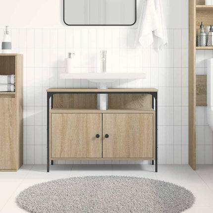 Badrumsskåp med handfat Brun 80 x 30 x 60 cm Konstruerat trä