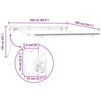 Utfällbar markis Blå 250 x 200 cm tyg
