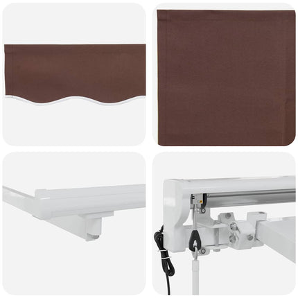 Markisram Brun 250 x 200 cm Polyester med PU-beläggning