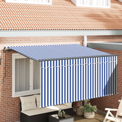 Utfällbar markis Blå och Vit 300 x 200 cm