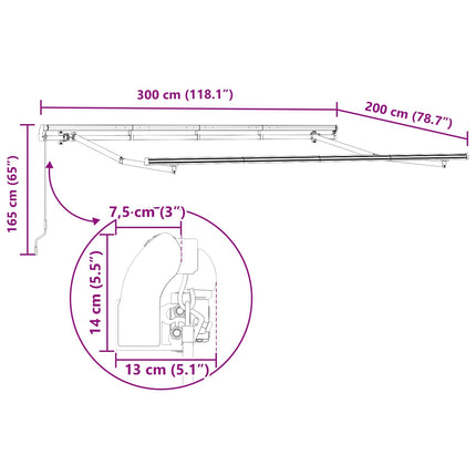 Utfällbar markis Gul 300 x 200 cm tyg