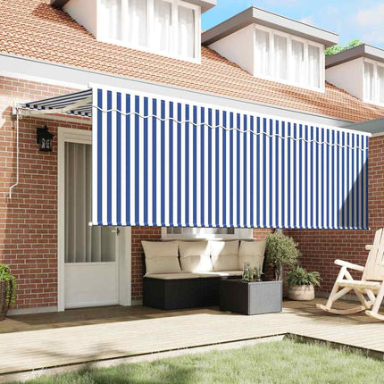 Utfällbar markis Randig Blå 350 x 200 cm tyg
