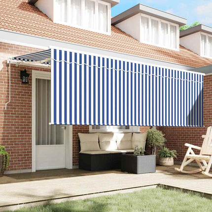 Utfällbar markis Randig Blå 350 x 200 cm tyg