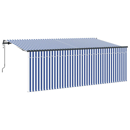 Utfällbar markis Blå och Vit 350 x 200 cm