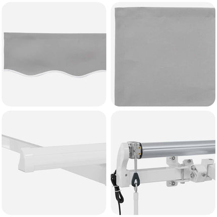 Utfällbar markis Ljusgrå 350 x 200 cm tyg