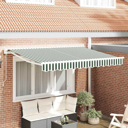 Markisram Grön och Vit 350 x 200 cm Polyester med PU-beläggning