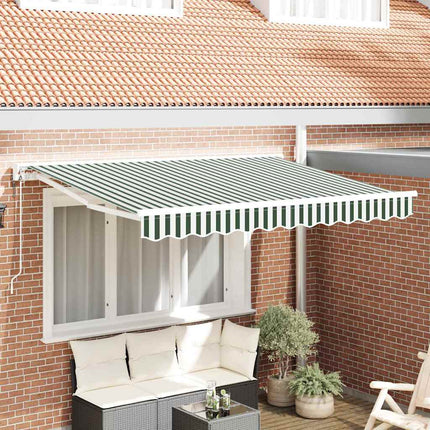 Markisram Grön och Vit 350 x 200 cm Polyester med PU-beläggning