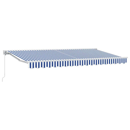 Markisram Blå och Vit 400 x 200 cm Polyester med PU-beläggning