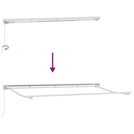 Markisram Blå och Vit 400 x 200 cm Polyester med PU-beläggning
