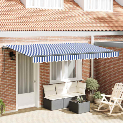 Utfällbar markis Blå 400 x 200 cm tyg
