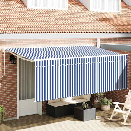 Utfällbar markis Blå och Vit 400 x 200 cm
