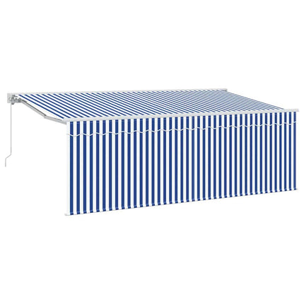 Utfällbar markis Blå och Vit 400 x 200 cm