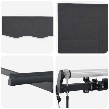 Utfällbar markis Antracit 400 x 200 cm Polyester och aluminium