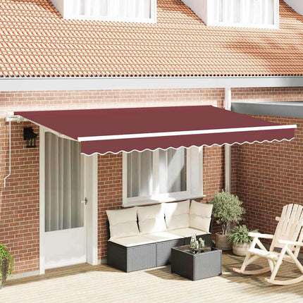 Utfällbar markis Vinröd 400 x 200 cm tyg