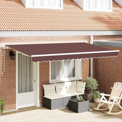 Utfällbar markis Brun 400 x 200 cm tyg