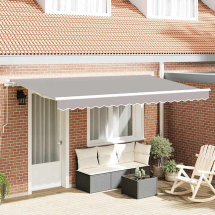 Utfällbar markis Ljusgrå 400 x 200 cm tyg