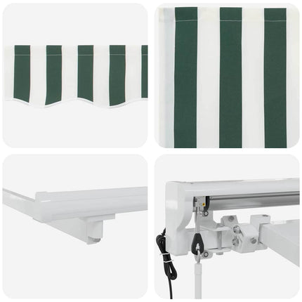 Markisram Grön och Vit 400 x 200 cm Polyester med PU-beläggning