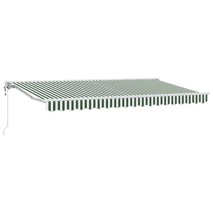 Markisram Grön och Vit 400 x 200 cm Polyester med PU-beläggning