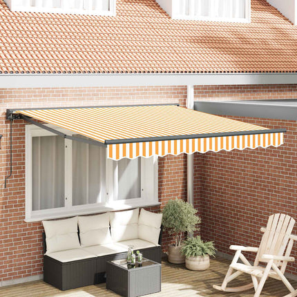 Markisram Gul och Vit 300 x 250 cm Polyester med PU-beläggning