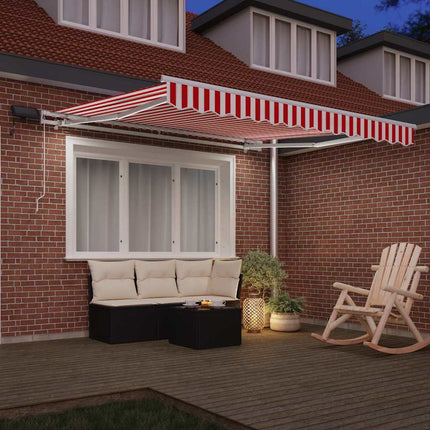 Utdragbar markis Röd och Vit 300 x 250 cm Duk och Aluminium