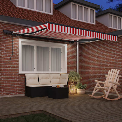 Utdragbar markis Röd och Vit 300 x 250 cm Duk och Aluminium