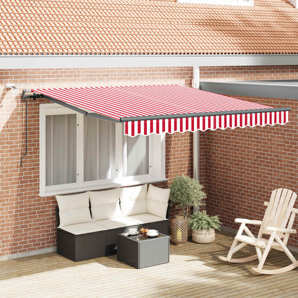 Utdragbar markis Röd och Vit 300 x 250 cm Polyester