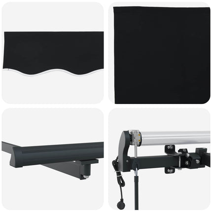 Utfällbar markis Svart 300 x 250 cm Duk och Aluminium