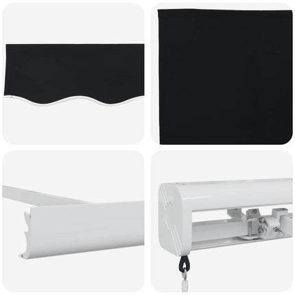 Utfällbar markis Svart 300 x 250 cm Tyg och Metall