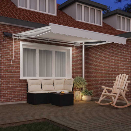 Utfällbar markis Vit 300 x 250 cm Tyger och Stål