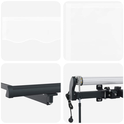 Utfällbar markis Vit 300 x 250 cm Duk och Aluminium