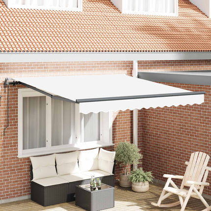Utfällbar markis Vit 300 x 250 cm Duk och Aluminium