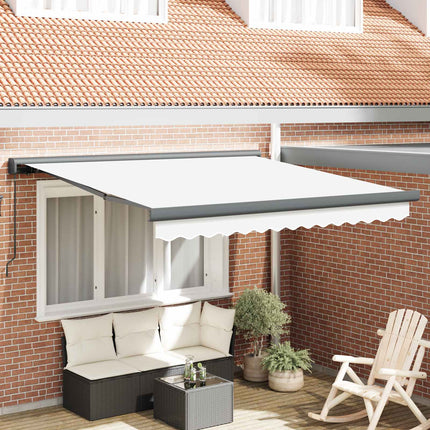 Utfällbar markis Vit 300 x 250 cm Tyg och Metall