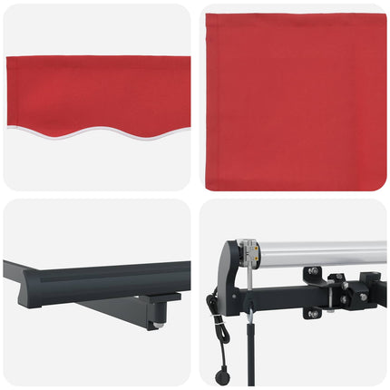 Utfällbar markis Röd 300 x 250 cm Duk och Aluminium