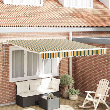 Utdragbar markis Grön och gul 300 x 250 cm Duk och Aluminium