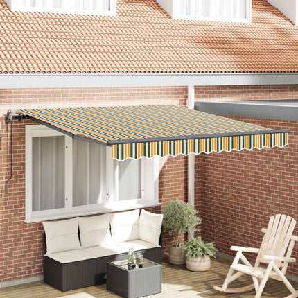 Utdragbar markis Grön och gul 300 x 250 cm Duk och Aluminium