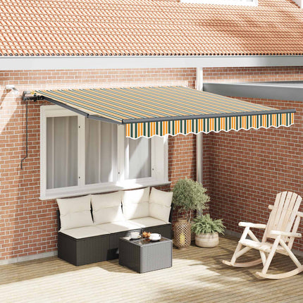 Utdragbar markis Grön och gul 300 x 250 cm Polyester