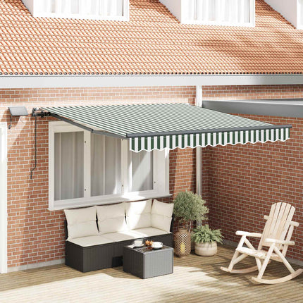Utfällbar markis Grön och vit 300 x 250 cm tyg