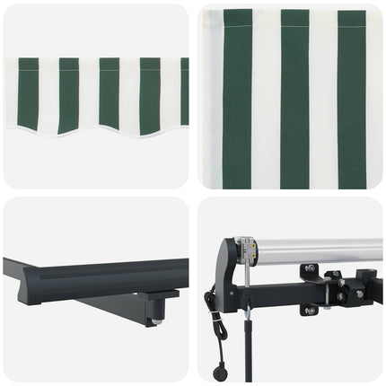 Utfällbar markis Grön och Vit 300 x 250 cm Duk och Aluminium
