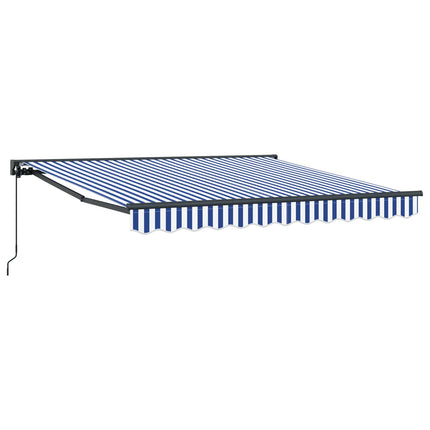 Markisram Blå och Vit 350 x 250 cm Polyester med PU-beläggning