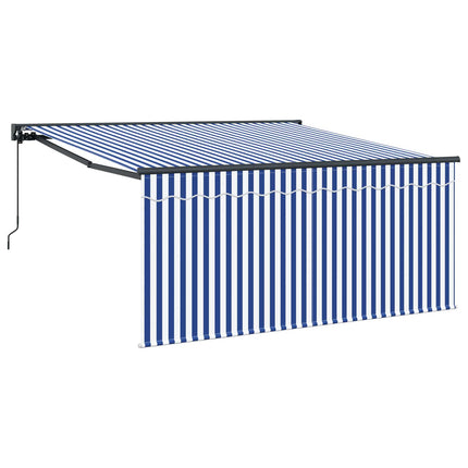Utdragbar markis Blå och Vit 350 x 250 cm
