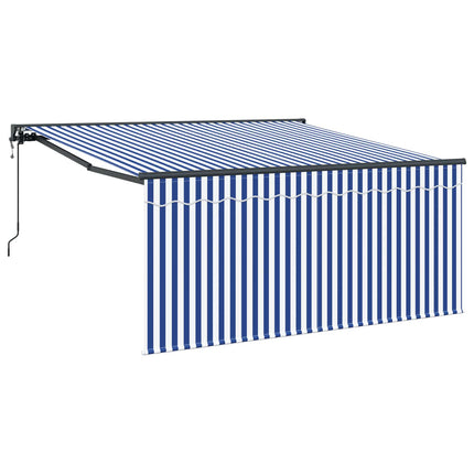 Utdragbar markis Blå och Vit 350 x 250 cm
