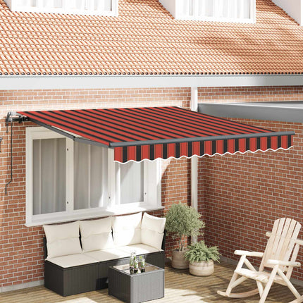 Utfällbar markis Röd och Svart 350 x 250 cm Duk och Aluminium