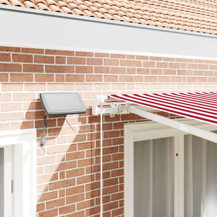 Utfällbar markis Röd och Vit 350 x 250 cm Tyger och Stål