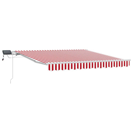 Utfällbar markis Röd och Vit 350 x 250 cm Tyger och Stål