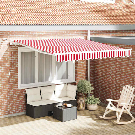 Utdragbar markis Röd och Vit 350 x 250 cm Polyester